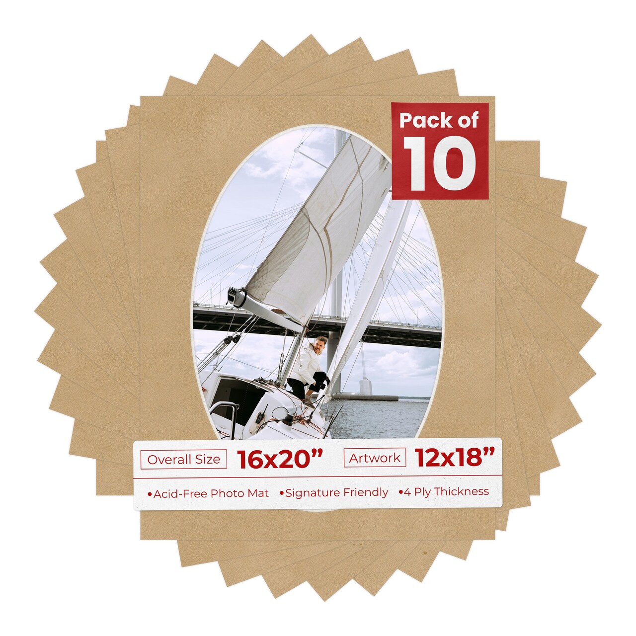 Beige Suede Mat Board for 16x20 Frames - Oval Opening for 12x18 Photos